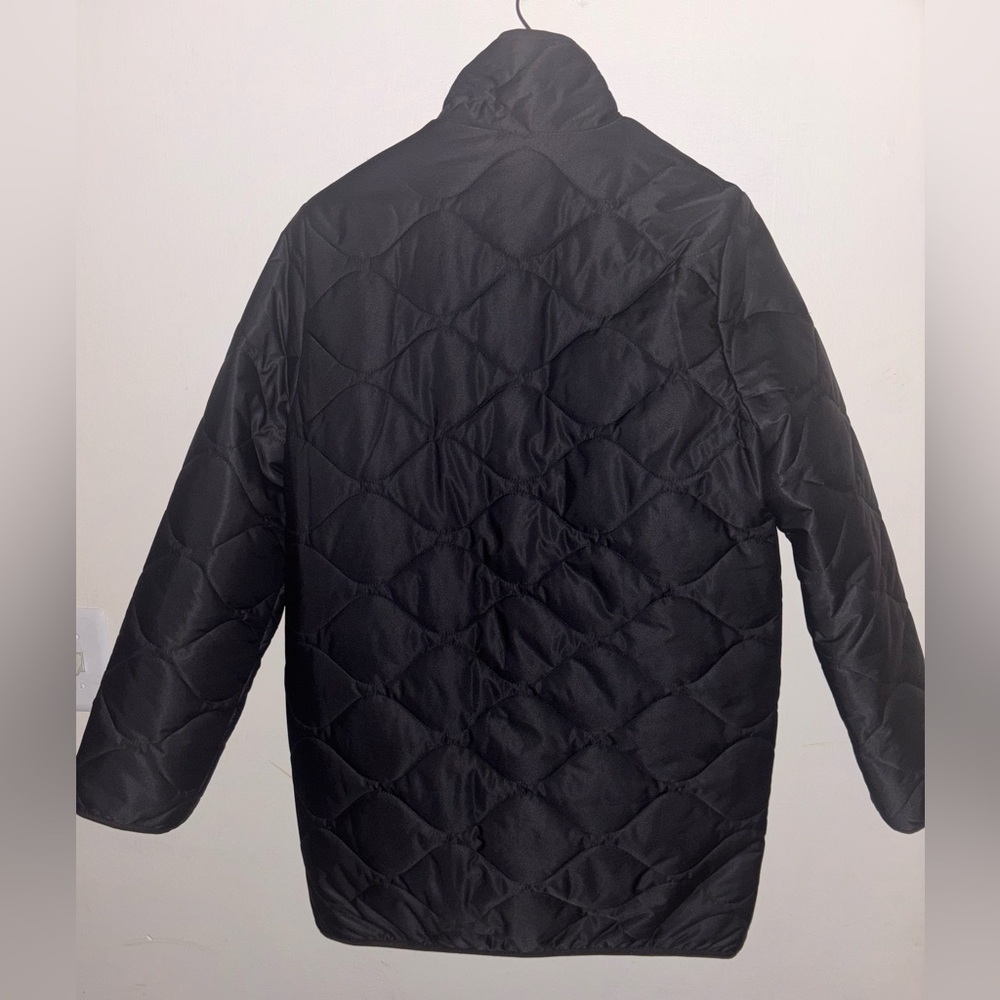 Quince Featherless Quilted Long Puffer Jacket Black Medium Preppy Minimalist - Picture 9 of 16